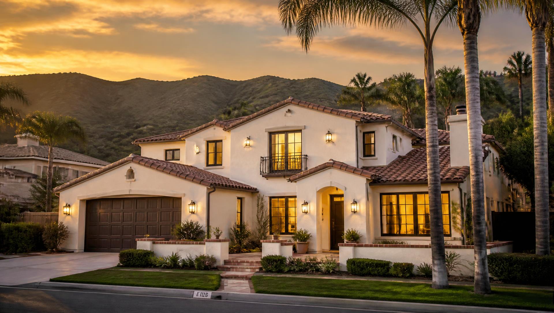 Beautiful California home at sunset